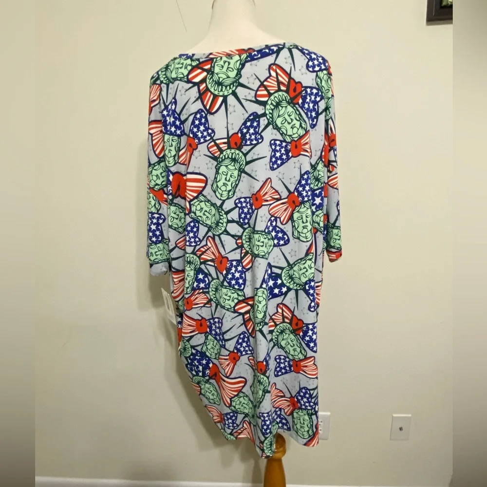 LuLaRoe Irma Top NWT Tunic Dress Printed Patriotic 4th of July Shirt size 3XL